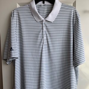 Adidas White/Grey Golf Polo Shirt